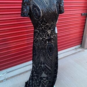 Elegant Black Lace Evening Dress